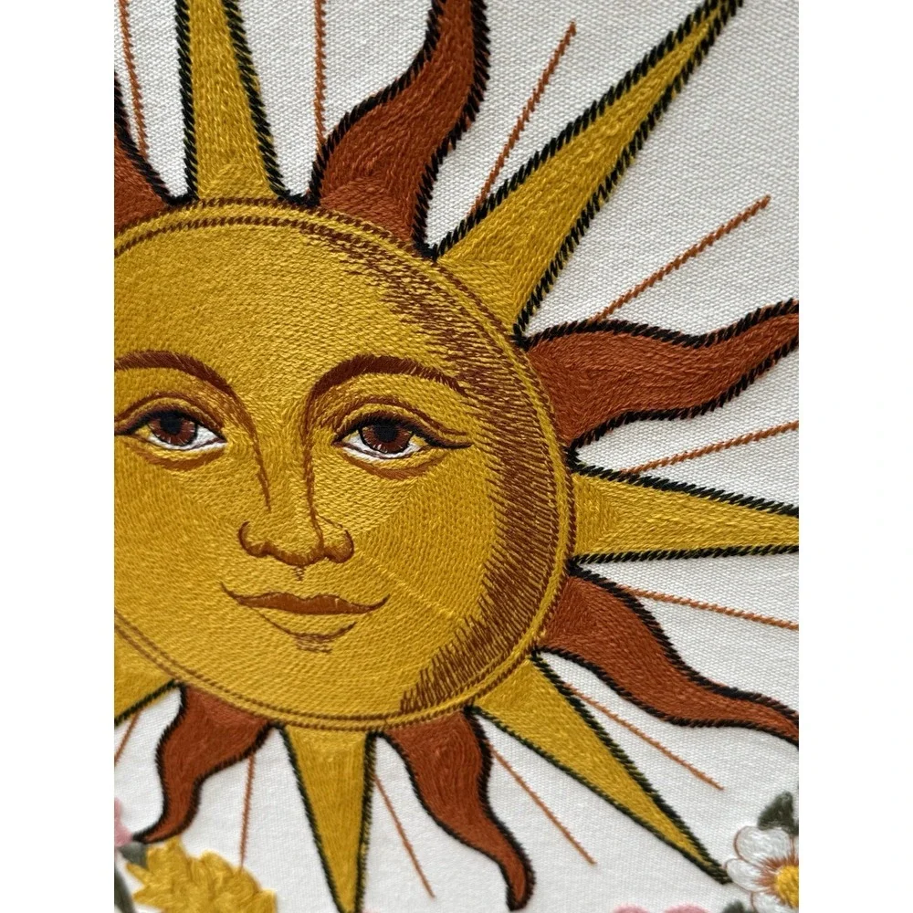 BP Home Woven Textile Embroidered Wall Decor Sun Moon 18 X 26